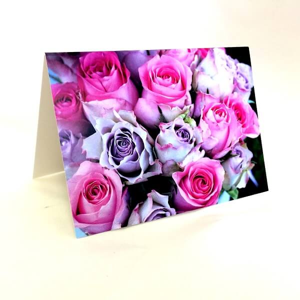Greeting card Purple roses“
