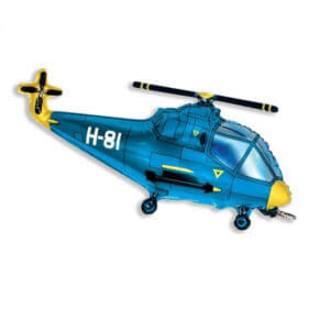 Синий воздушный шар в форме вертолета, наполненный гелием