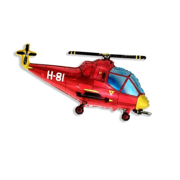 Красный воздушный шар в форме вертолета, наполненный гелием