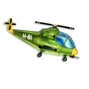 Зеленый воздушный шар в форме вертолета, наполненный гелием