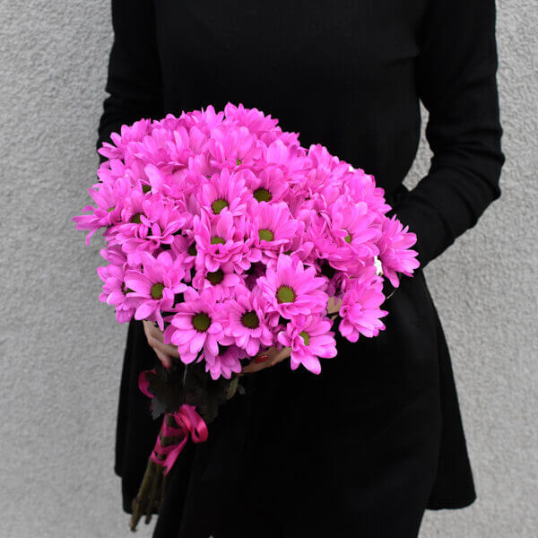 Monochrome bouquet of chrysanthemums for women