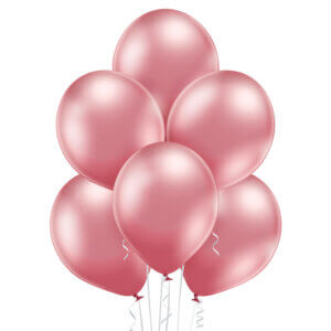 Rožinis chrominis helio balionas gimtadienio šventei