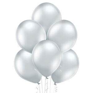 Sidabrinis chrominis helio balionas gimtadienio šventei
