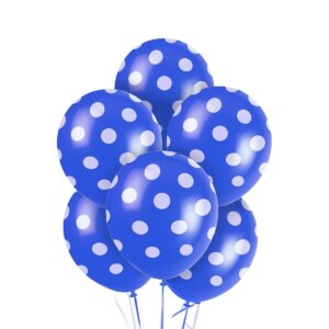 Mėlynas helio balionas su baltais taškeliais