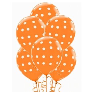 Oranžinis helio balionas su baltais taškeliais