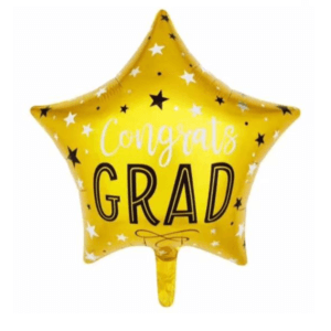 Folinis žvaigždės formos balionas „Congrats Grad"