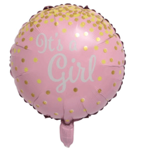 Apvalus rožinis folinis balionas „It's a girl"