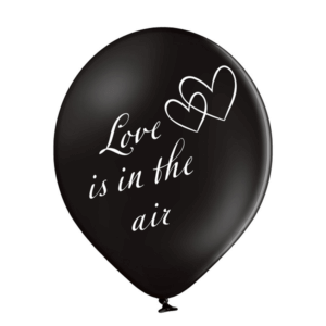 Juodas guminis helio balionas „Love is in the air"