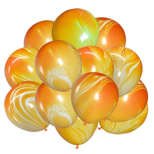 Geltonas marmurinis helio balionas gimtadienio šventei