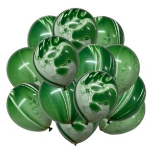 Žalios spalvos marmurinis helio balionas gimtadienio šventei