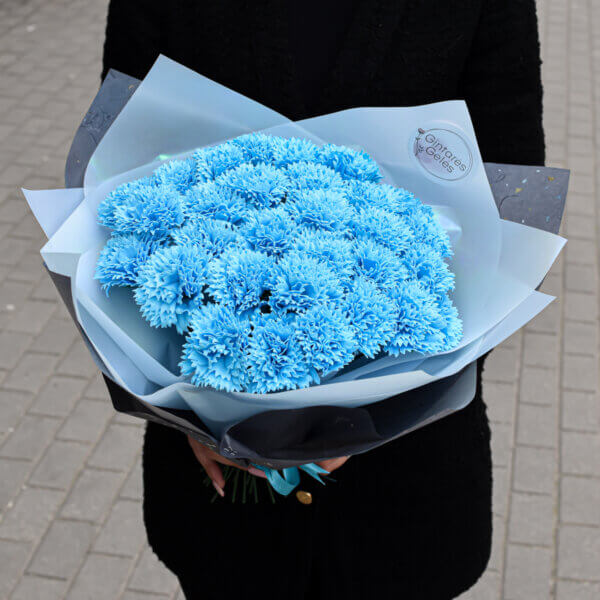 Kvepiančios muilo gėlės Mėlyni gvazdikai dovanos vyrams