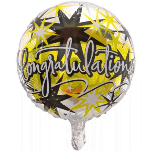 Apvalus folinis helio balionas „Congratulations"