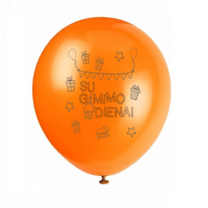 Guminiai balionai su gimimo diena oranzines spalvos
