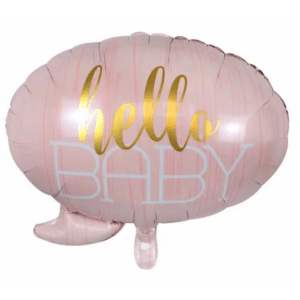 Folinis rožinis helio balionas „Hello baby"