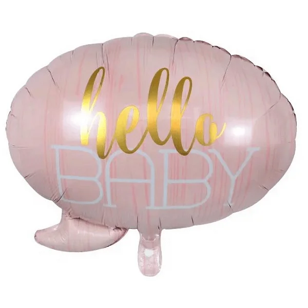 Folinis rožinis helio balionas „Hello baby"