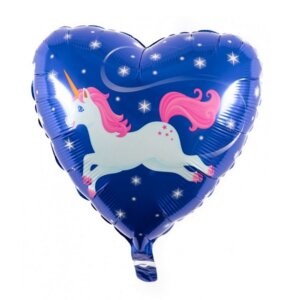 Folinis širdelės formos helio balionas „Vienaragis"