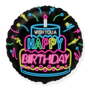 Juodas folinis helio balionas „Happy birthday"