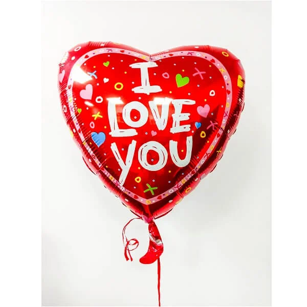 Folinis širdelės formos helio balionas „I love you"