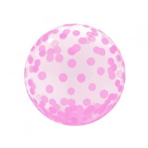 Skaidrus helio balionas su rožiniais taškeliais