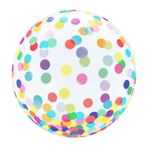 Skaidrus helio balionas su spalvotais taškeliais