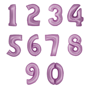 Šviesiai violetinės spalvos foliniai skaičiai