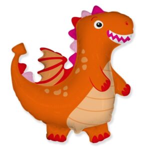 Oranžinis helio balionas drakoniuko formos