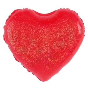 Folinis helio balionas „Holografinė raudona širdis“