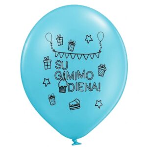 Mėlynas helio balionas „Su gimimo diena!“