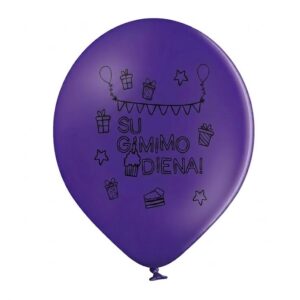 Violetinis helio balionas „Su gimimo diena!“